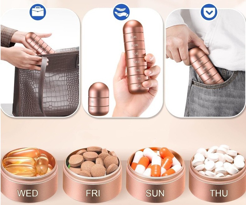 Stackable Weekly Aluminum Alloy Pill Organizer 6