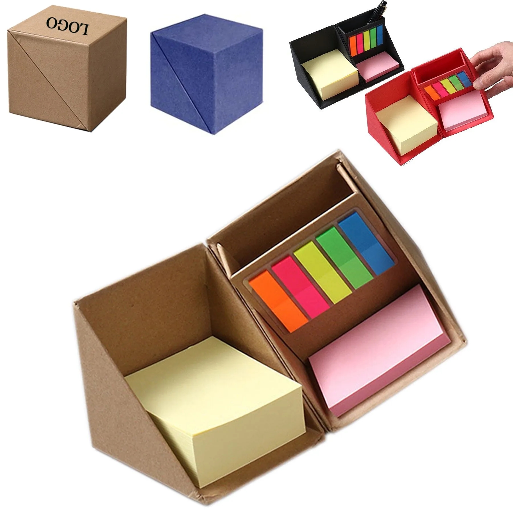 Folding Sticky Notes Cube Box With Pen Holder 1