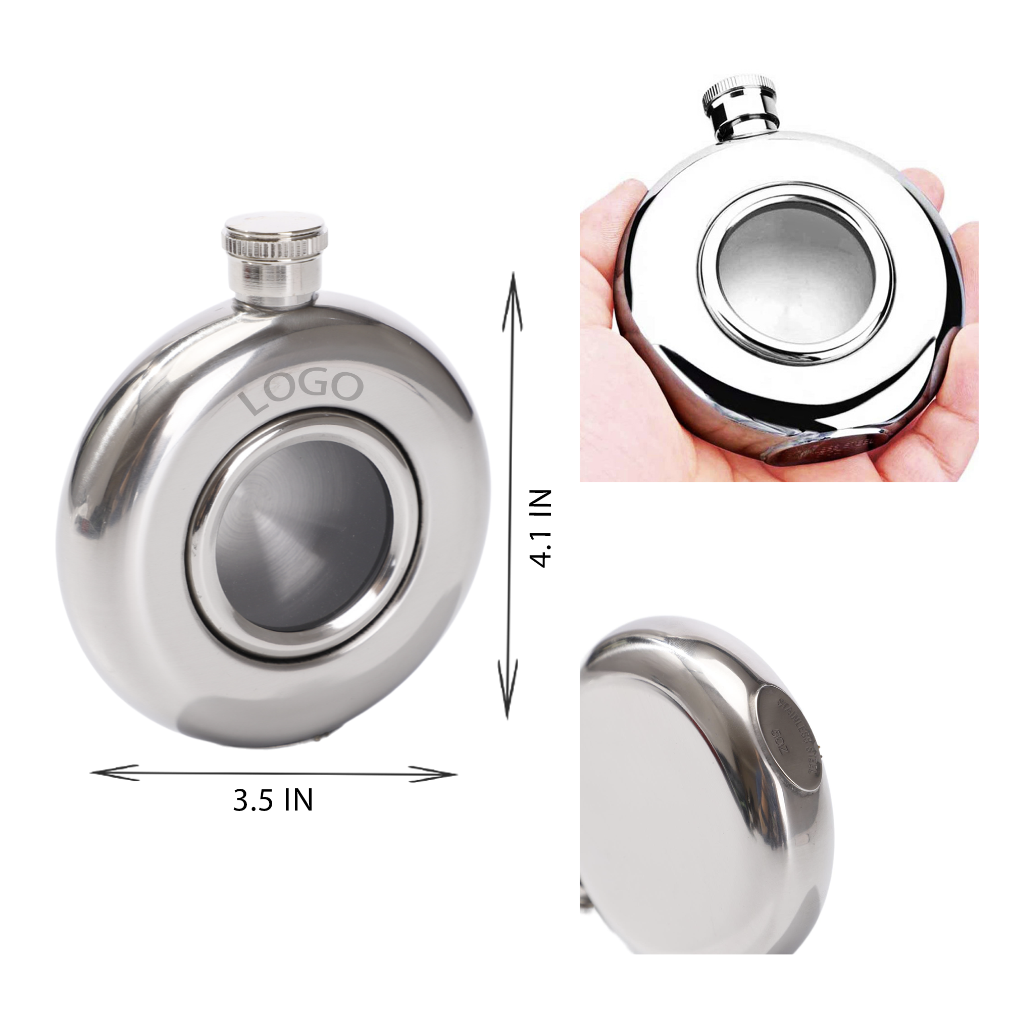 MOQ 10 PCS Convenient 5oz Stainless Steel Hip Flask 2
