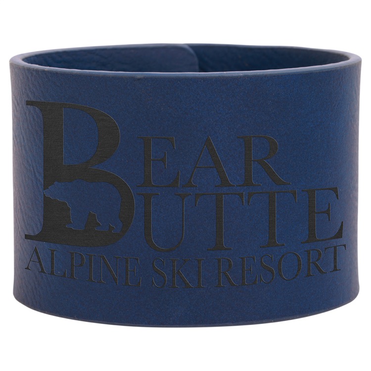 9 1/2" x 2" Blue/Black Leatherette Cuff Bracelet 1