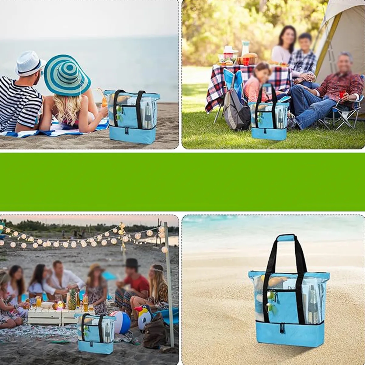 Large Beach Tote Bag With Insulated Cooler 2