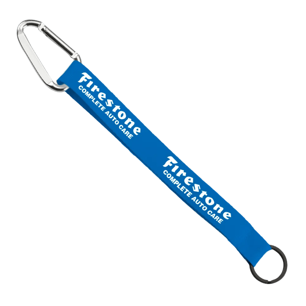 3/4" Sewn Polyester Keychain with Metal Split-Ring and Carabiner 124