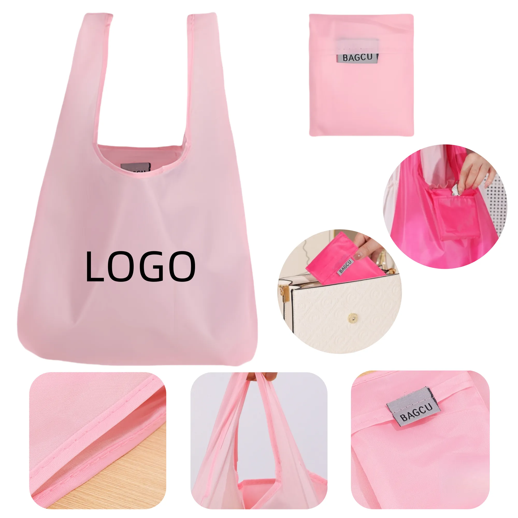 Foldable Eco-Friendly Shopping Bag, custom tote bag with logo imprint 12