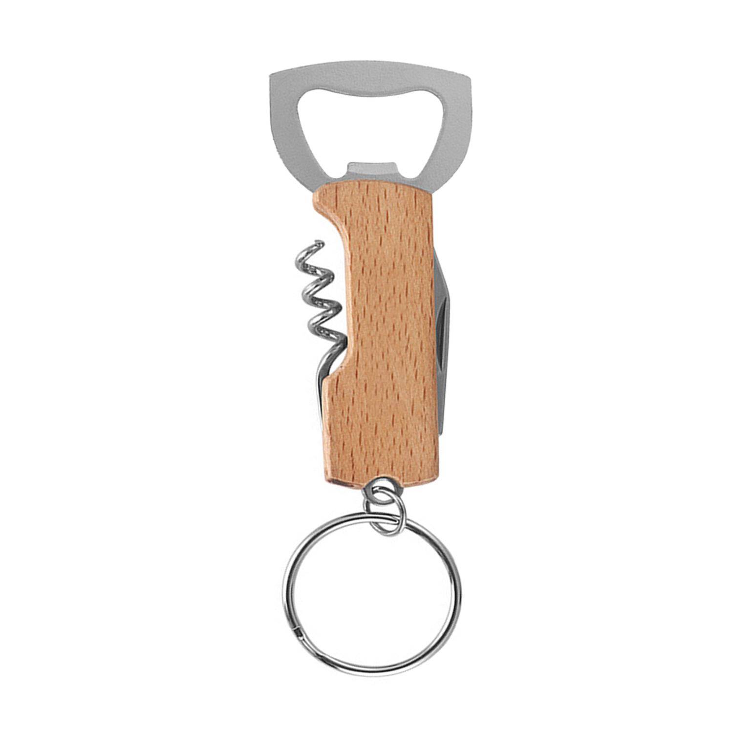 Wooden Bottle Opener Keychain w/ Knife 10
