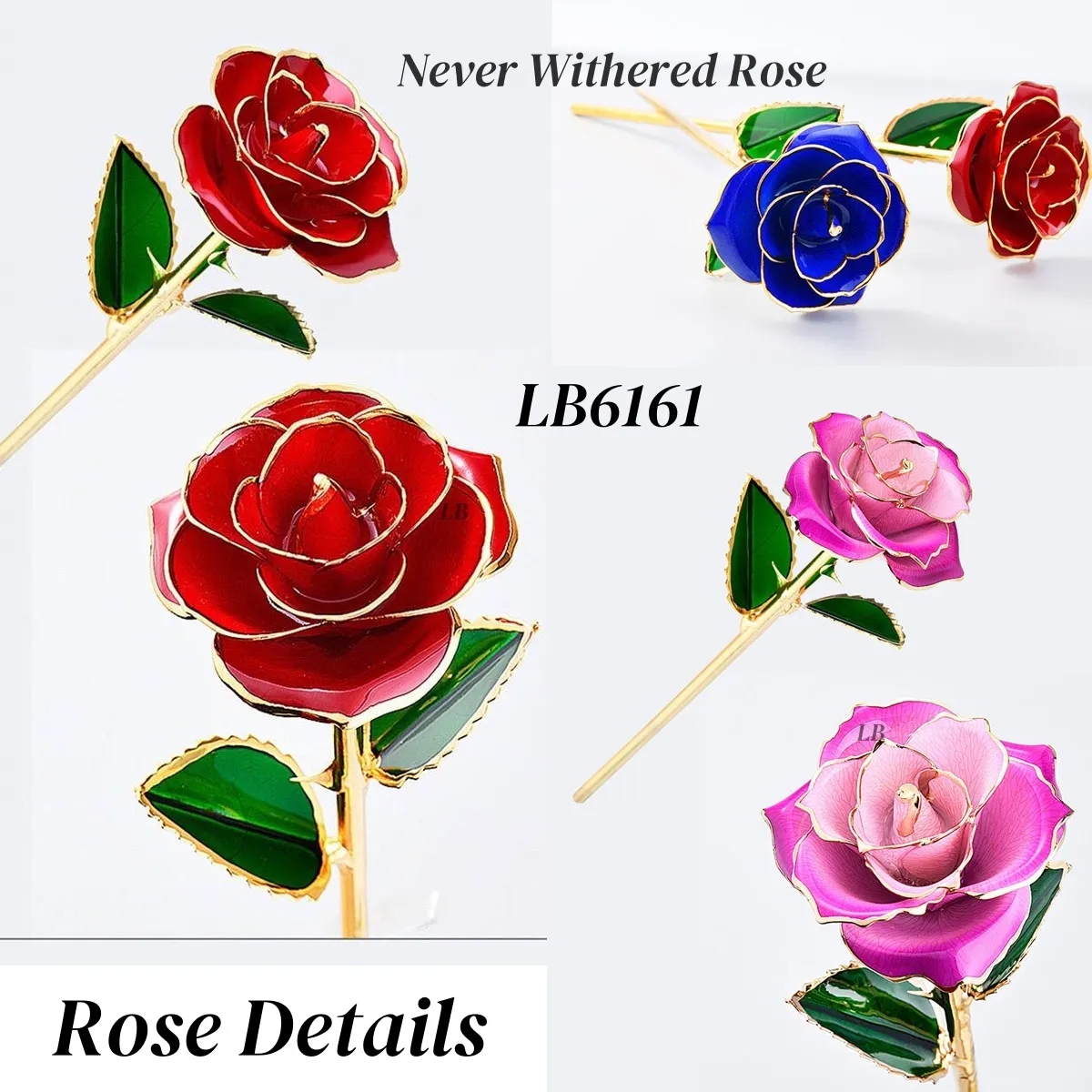 24K Gold Dipped Rose with Stand Romantic Gift Set 4