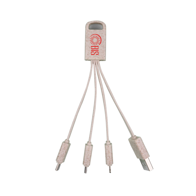 Eco Friendly Wheat Straw 4-in-1 Charging Cable With Type C, Lightning And Micro USB Connector 9