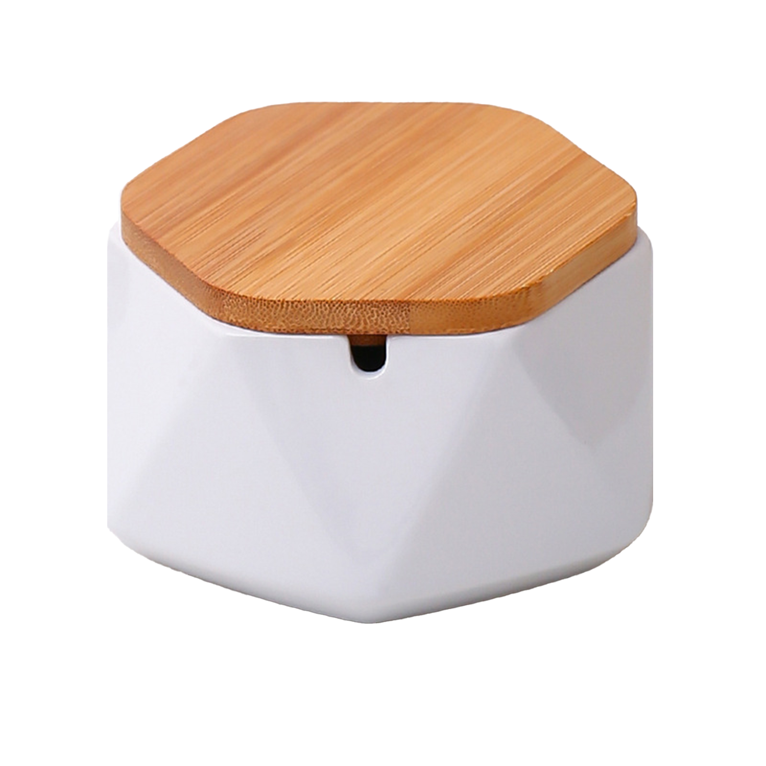 Simple Ceramic Ashtray w/ Bamboo Lid 8