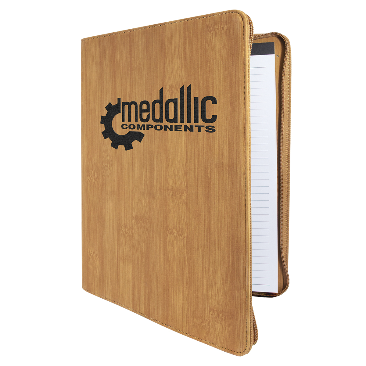 9" x 12" Leatherette Bamboo Portfolio with Zipper 3