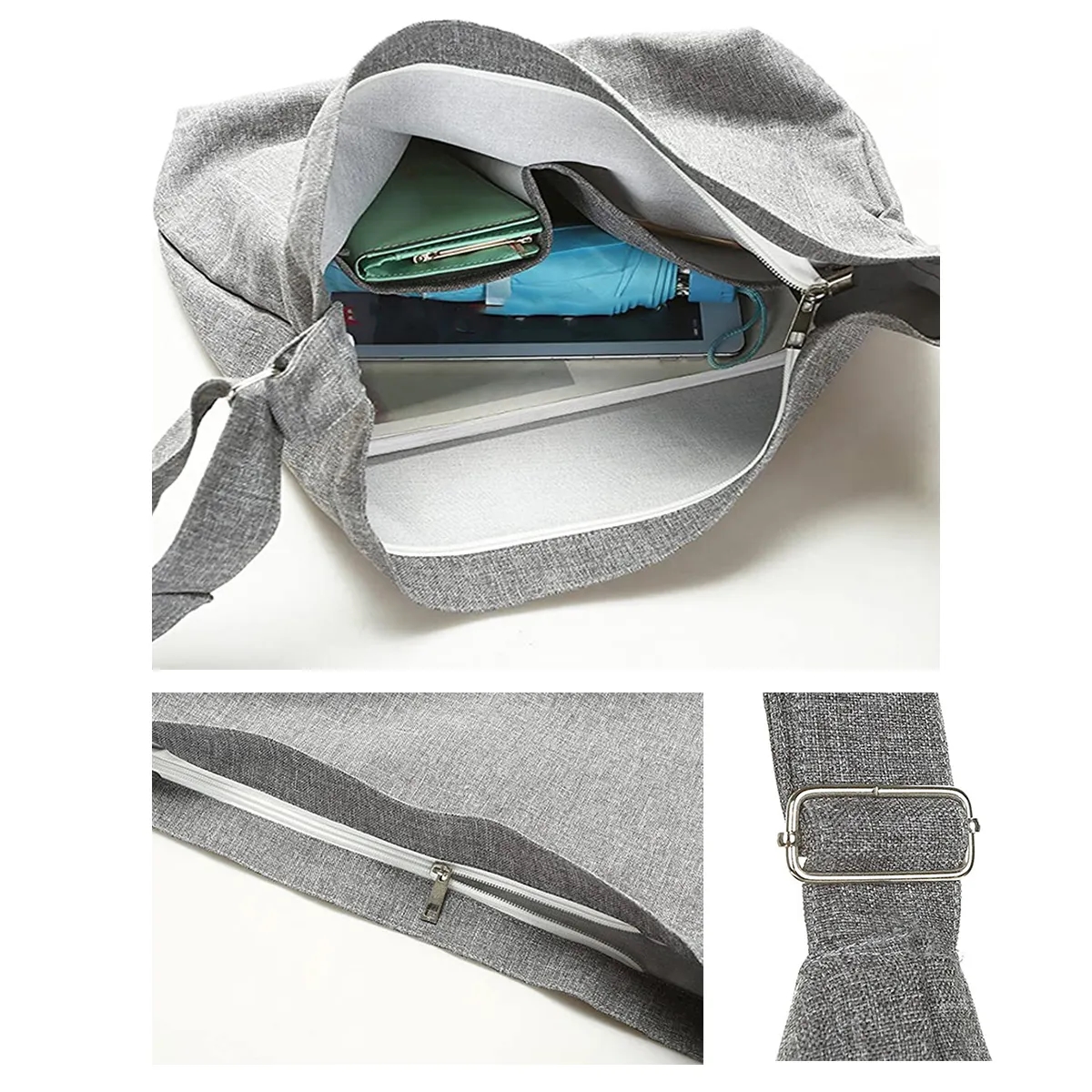 Large Size Casual Canvas Tote Crossbody Handbag 4