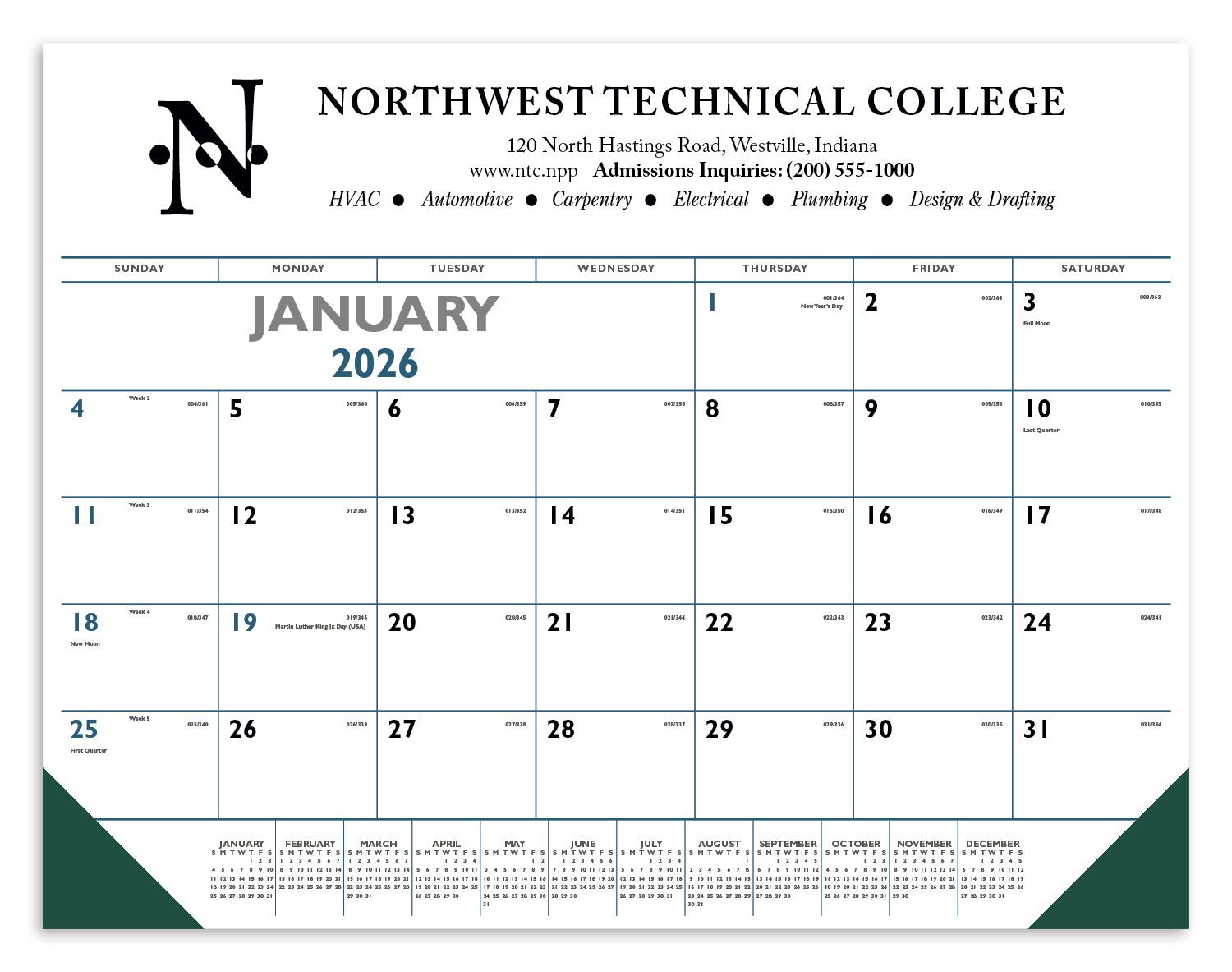 Triumph® Calendars Blue & Black Desk Pad with Vinyl Corners 2