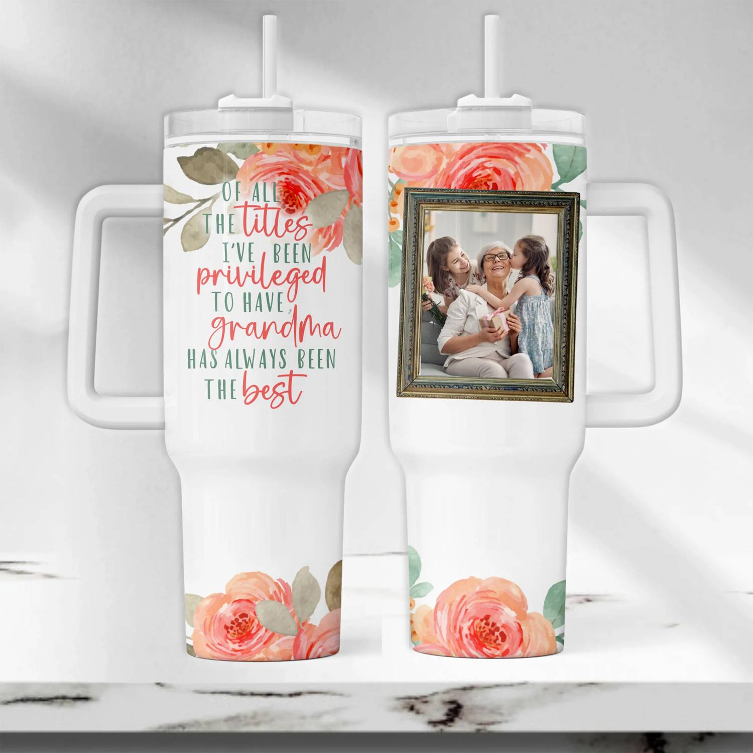 40oz Custom Stainless Steel Travel Tumbler w/ Straw 5