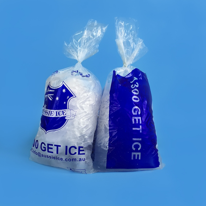 8LB Plastic Ice Cube Bags W/Drawstring 8