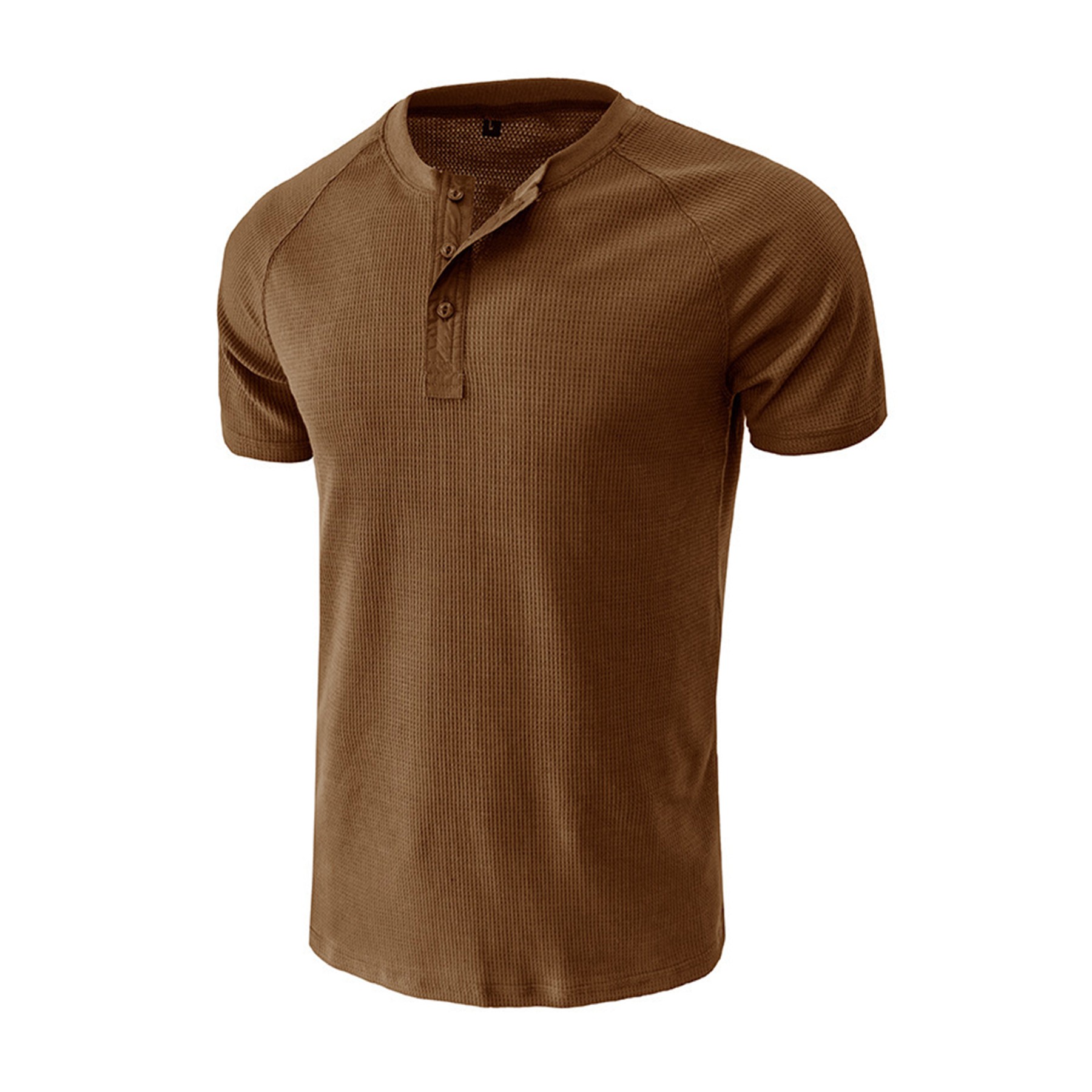 Mens Waffle Henley T Shirt 6