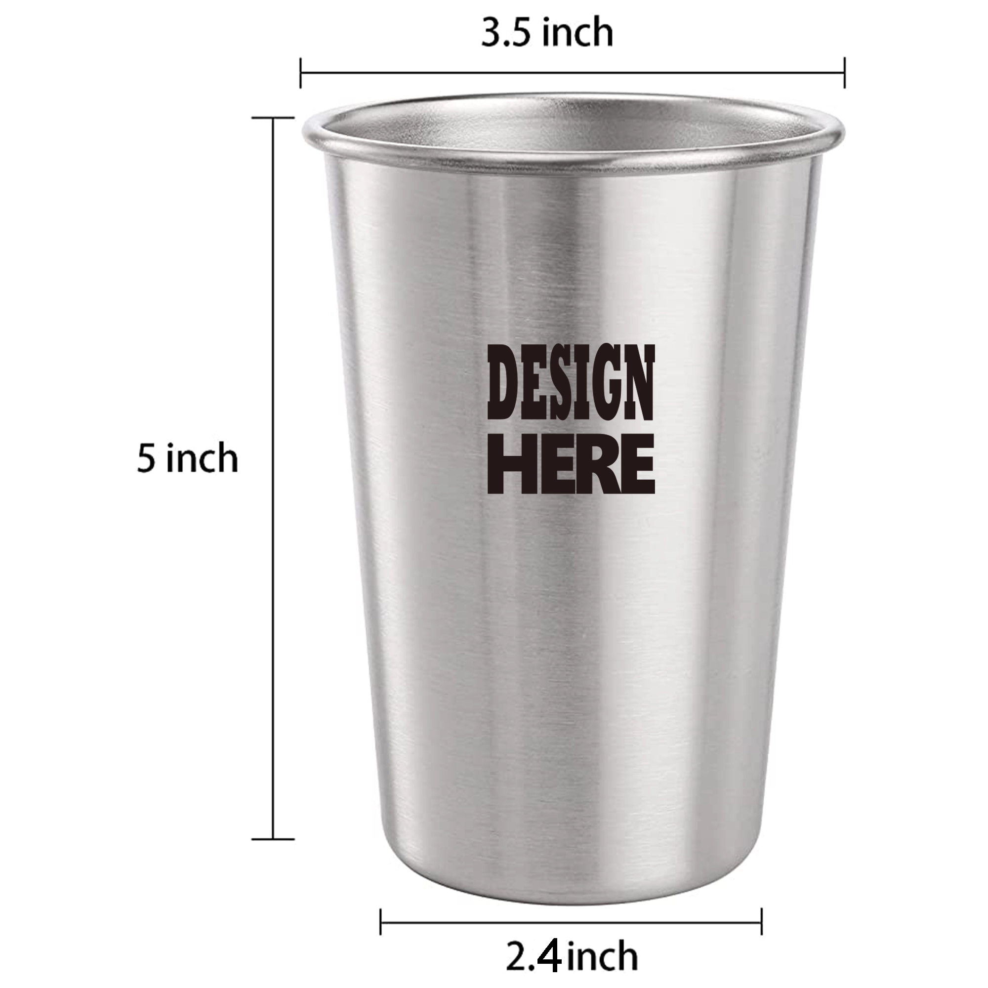 Stainless Steel Pint Cup 16 Oz Single Wall Mug 3