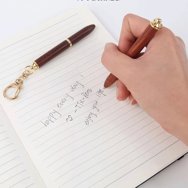 Mini Keychain Wooden Brass Pocket Pen 1