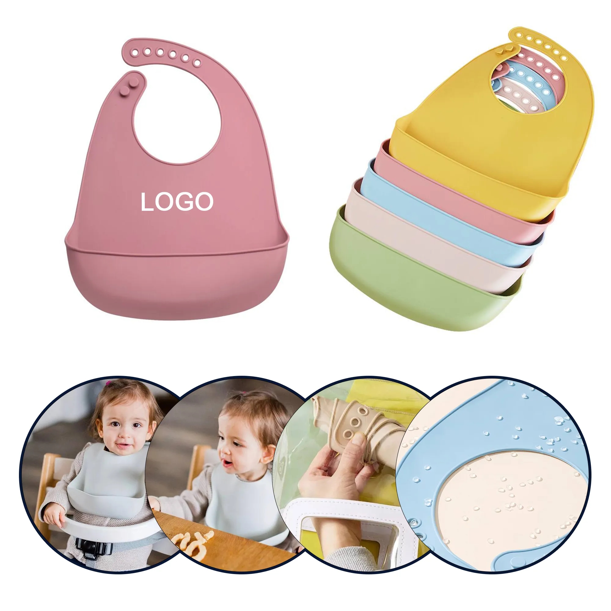 6 Buckle Silicone Baby Bib 2
