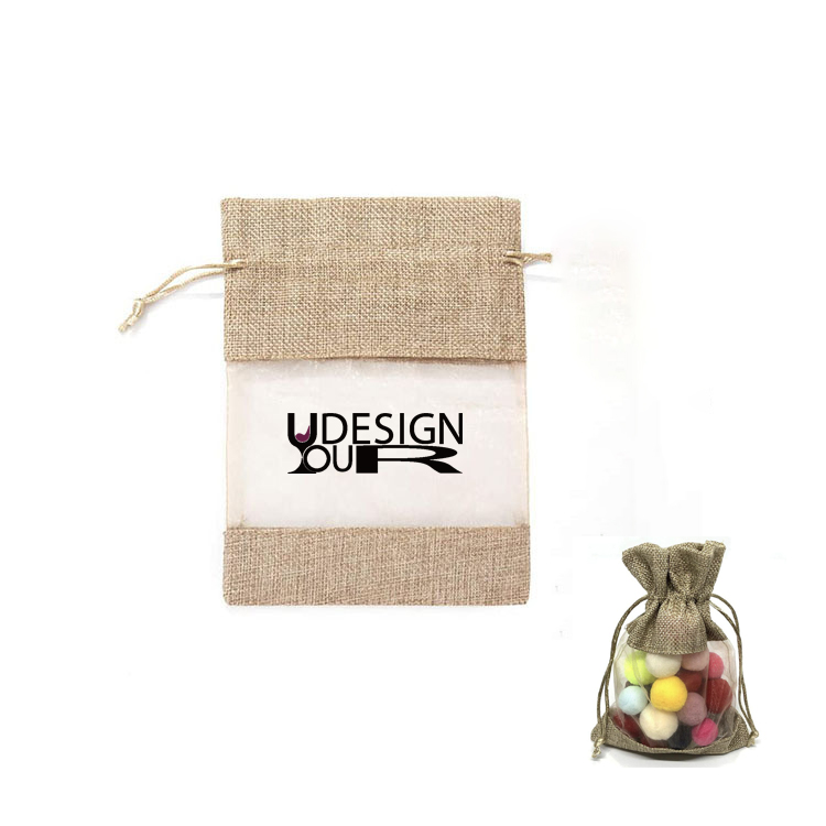 Transparent Mesh Burlap Gift Bags with Drawstring 2