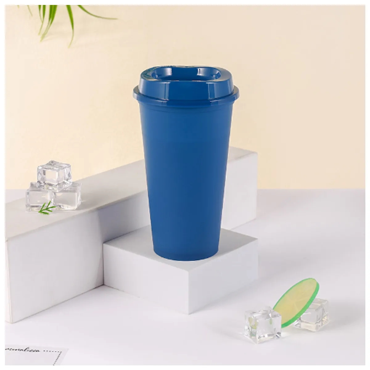 16OZ Reusable Plastic Cup With Lid Coffee Juice Kids Adults 6