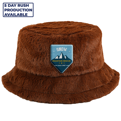 Solid Color Faux Fur Bucket Hat with Custom Logo 6