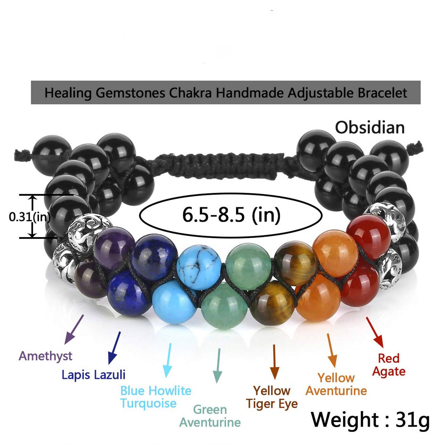 Adjustable natural volcanic stone hand woven bracelet 4
