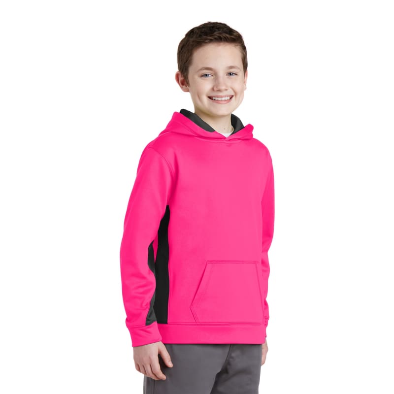 Sport-Tek Youth Sport-Wick Fleece Colorblock Hooded Pullover. 9