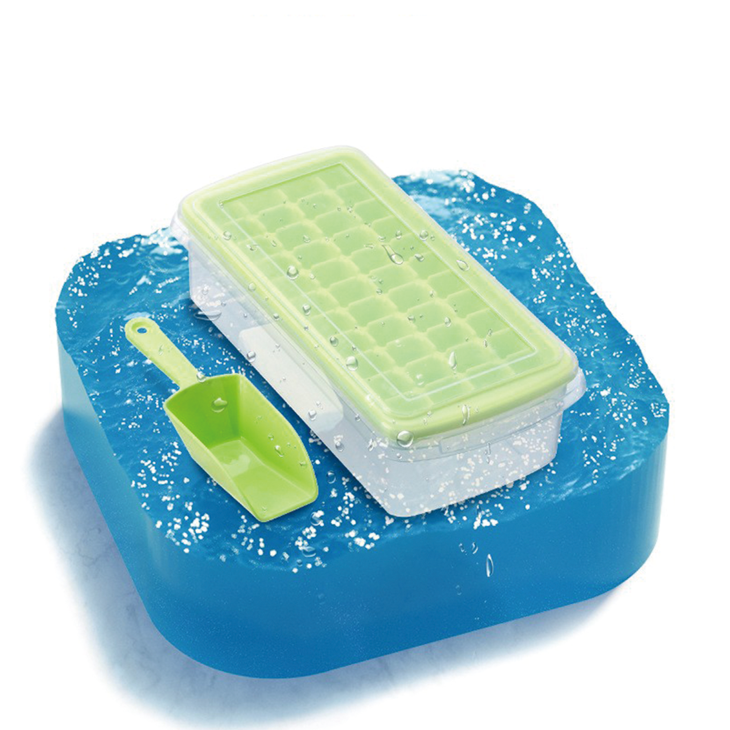Ice Cube Tray With Lid & Bin 7
