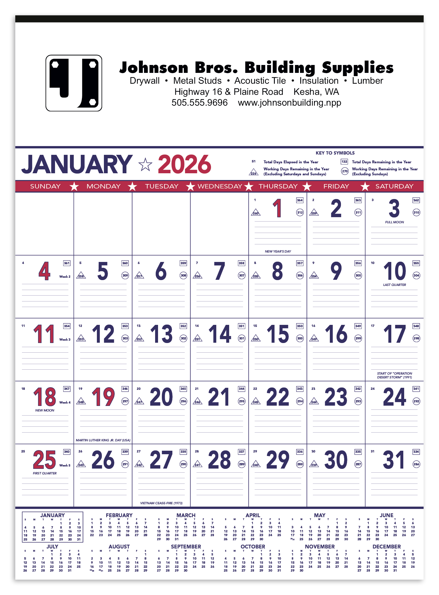 Triumph® Calendars Patriotic Contractor Memo Calendar 3