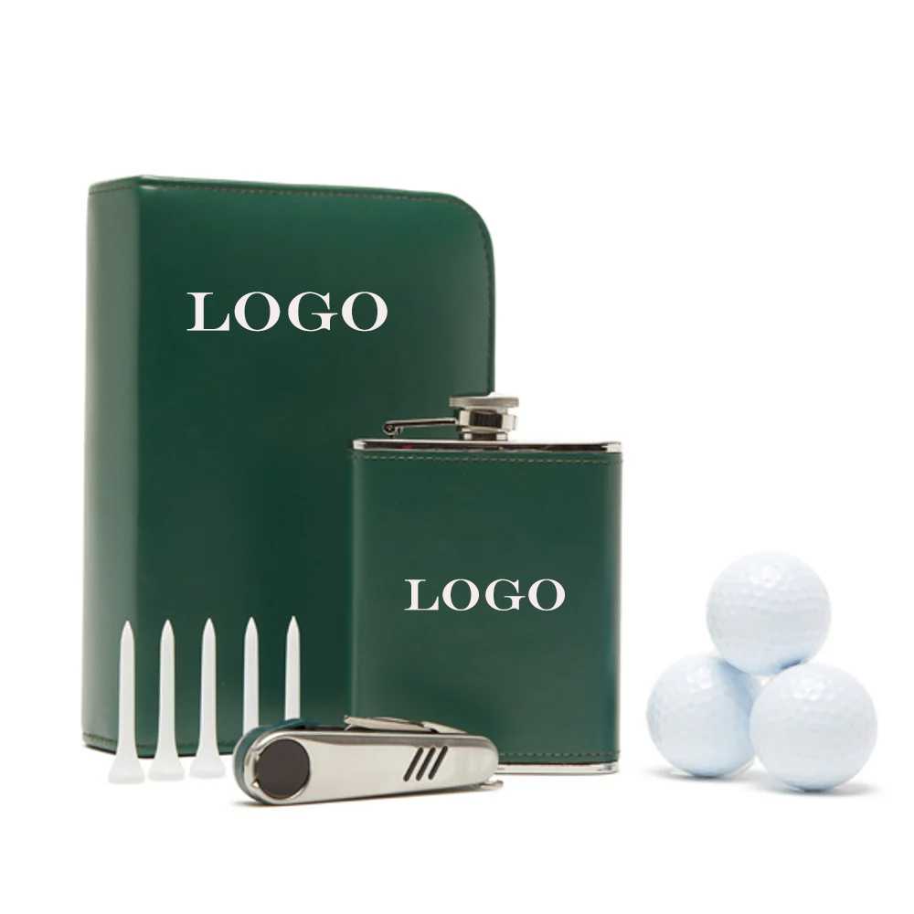 Leather Golf and Flask Carry Kit 13