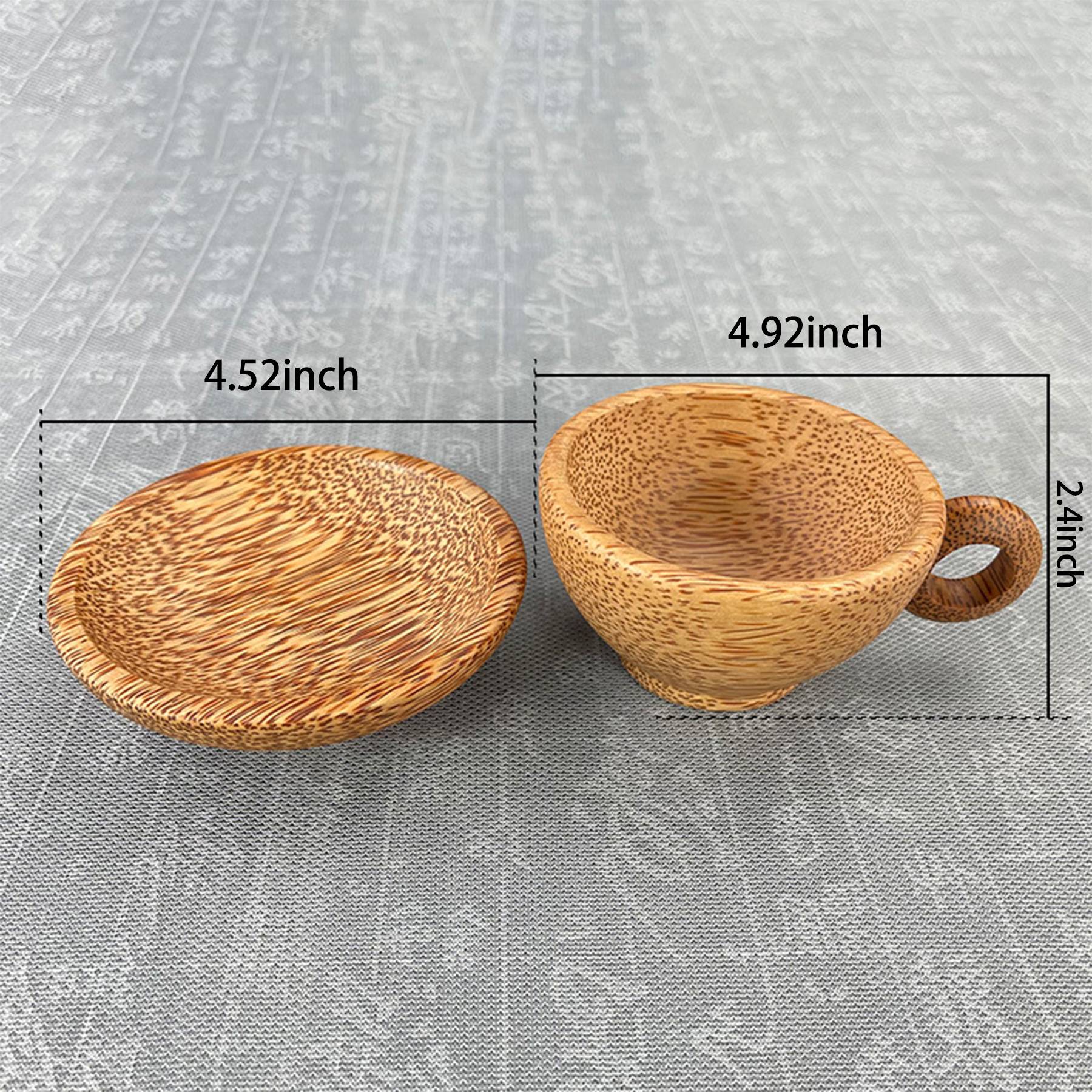 Coconut Coffee Cup W/ Handle&Bracket Set 3