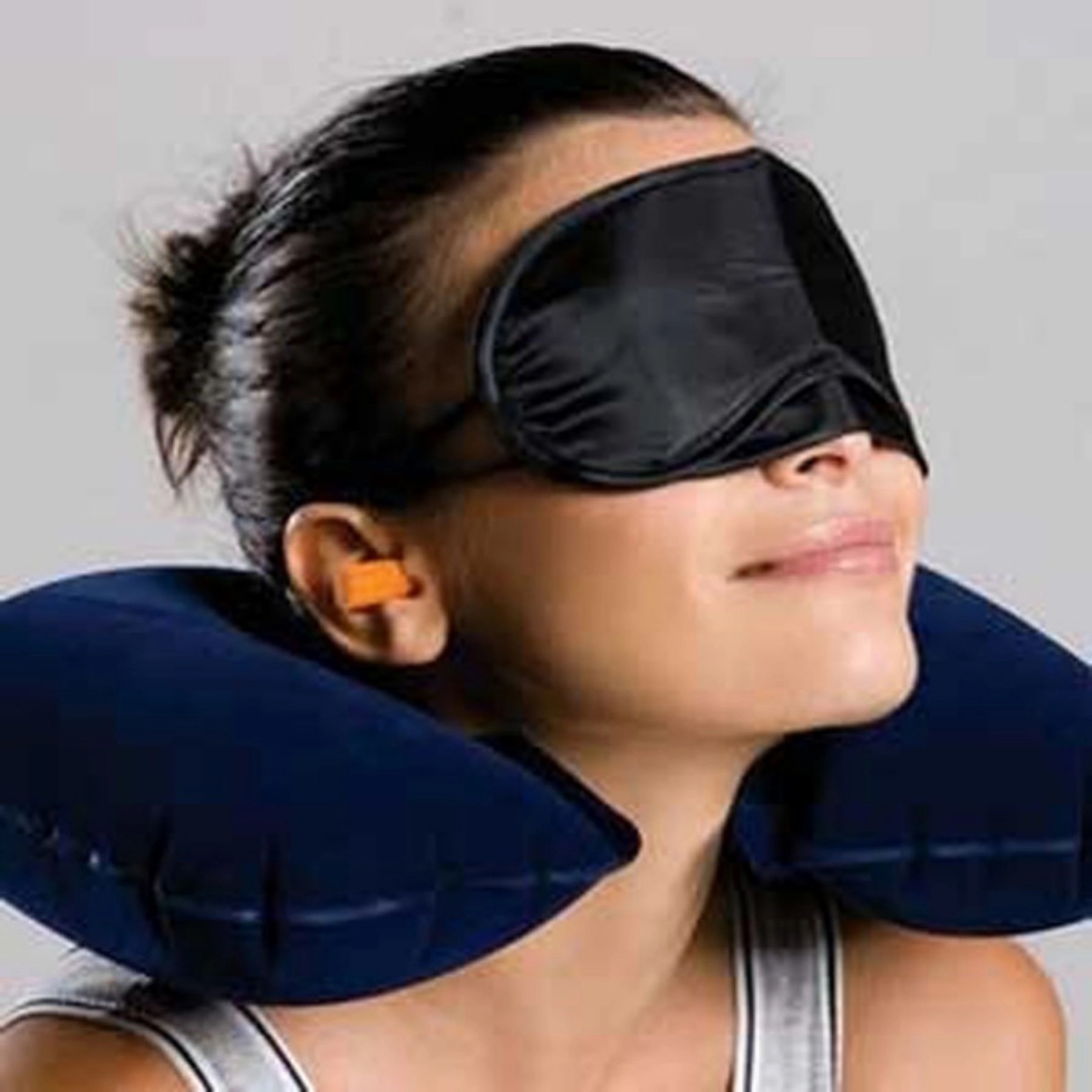 Inflatable Neck Travel Pillow + Eye Mask + Ear Plugs 3 Piece 6
