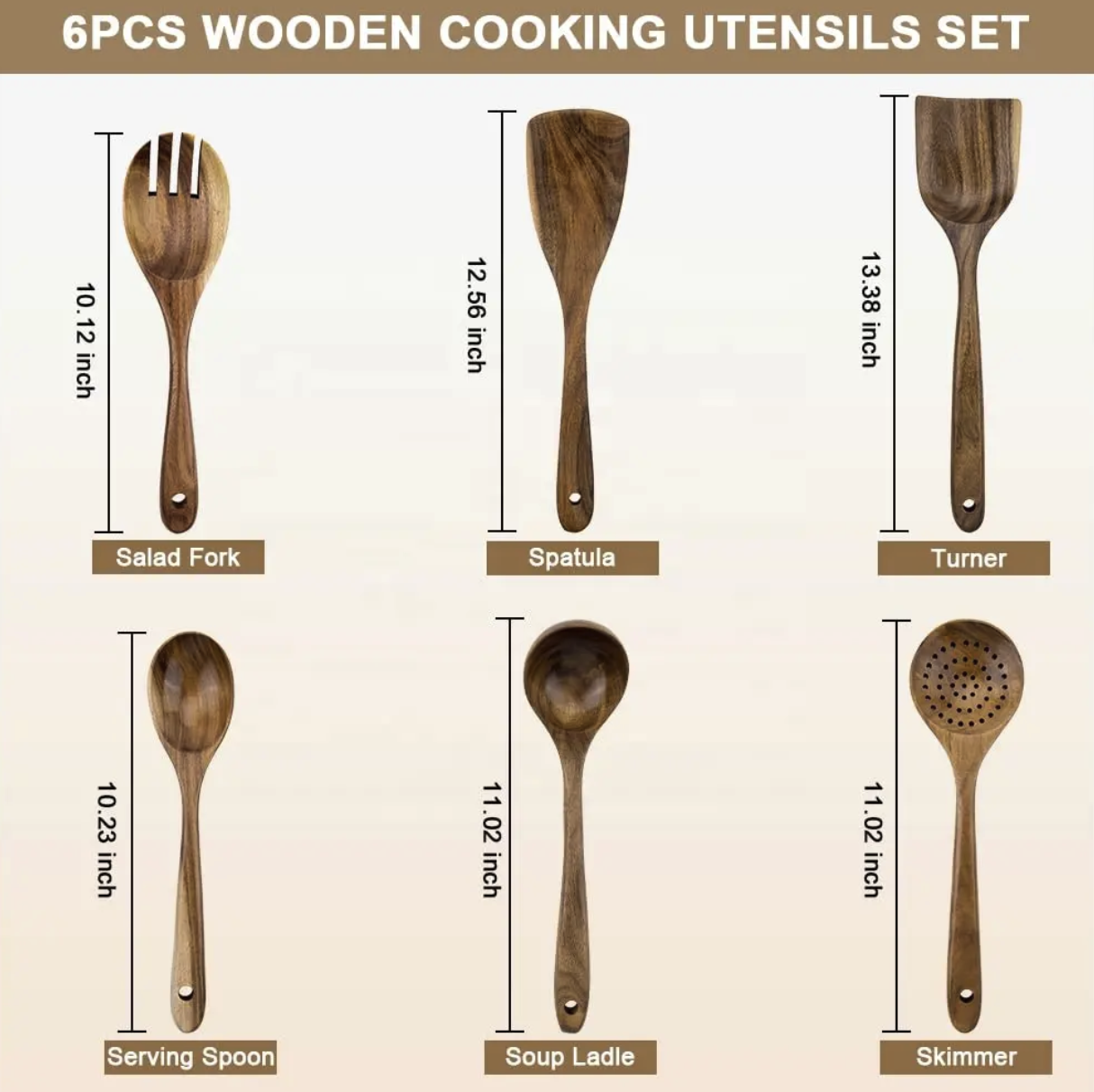 Premium Wooden Kitchen Cooking Spoon Spatula Set 2