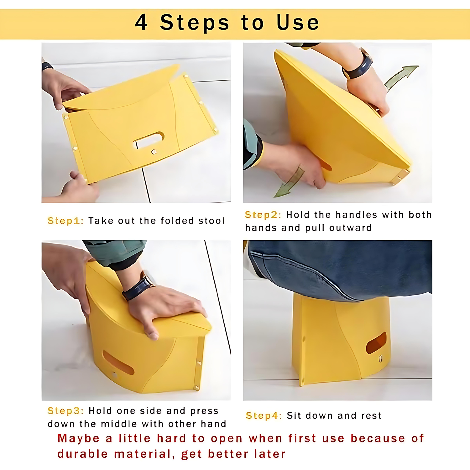 Plastic Stool with Storage Multifunctional Portable Folding 5