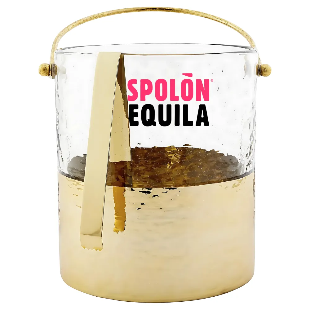 Glass Ice Bucket and Tongs Set 3