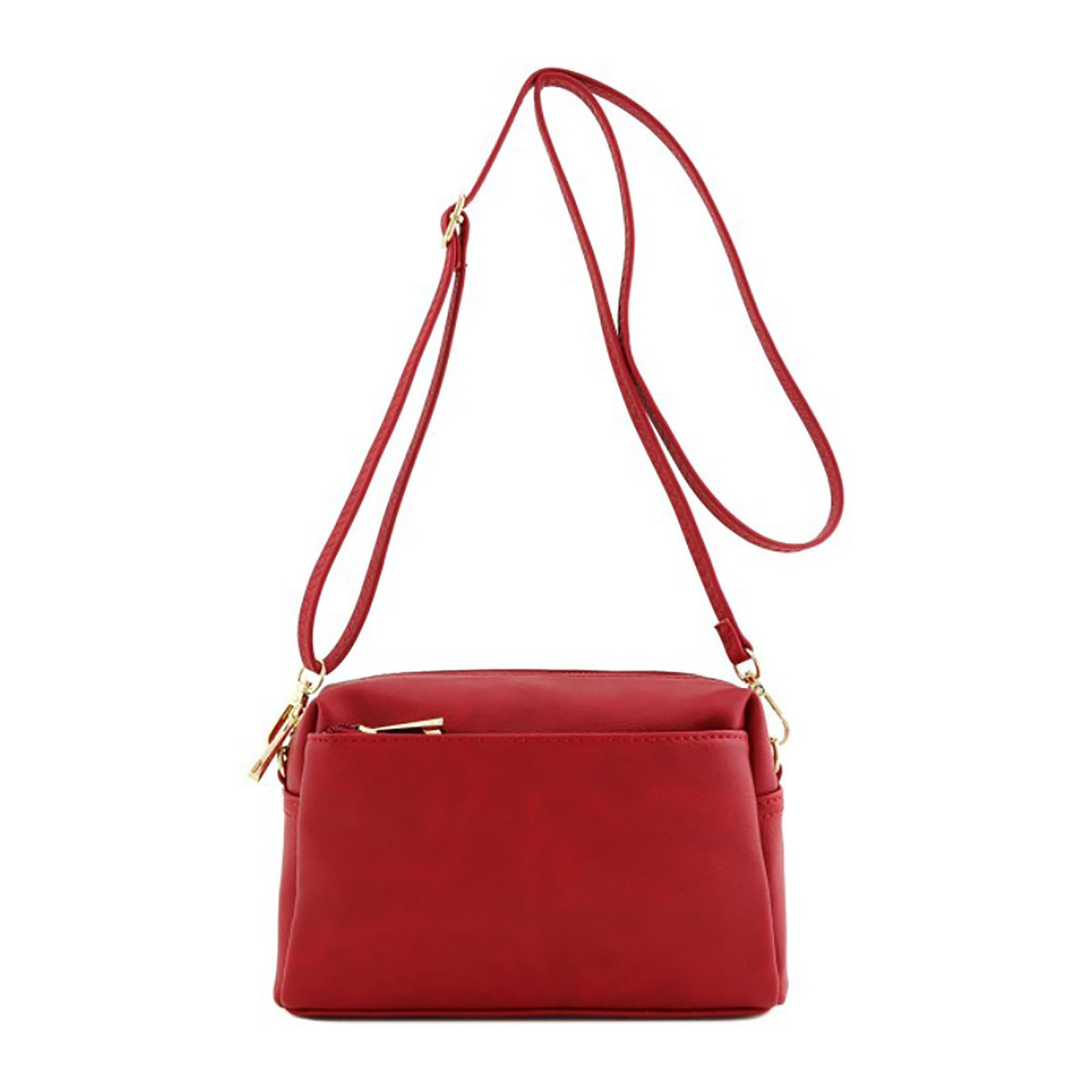 Triple Zip Faux Leather Small Crossbody Bag 2