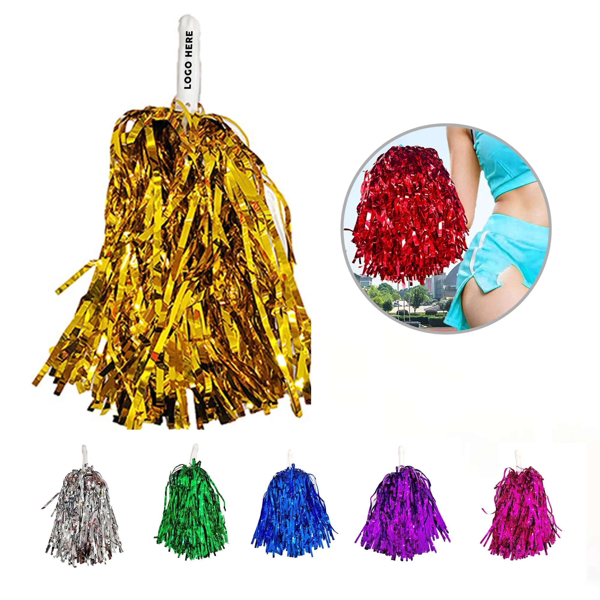 Tinsel Cheerleading PomPoms with Handle 6