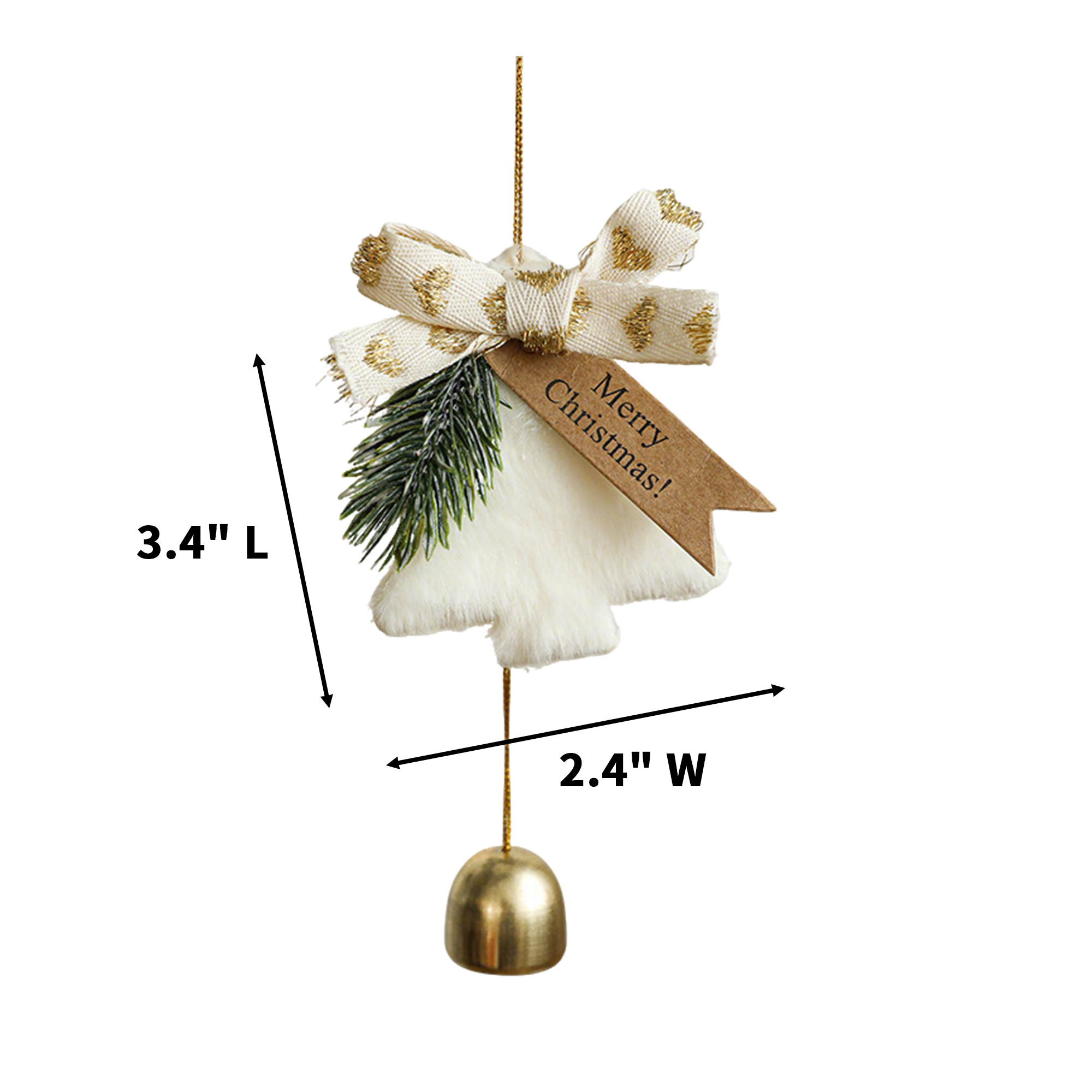 Holiday Tree Hanging Bell Ornament 3.4" Length X 2.4" Width 5