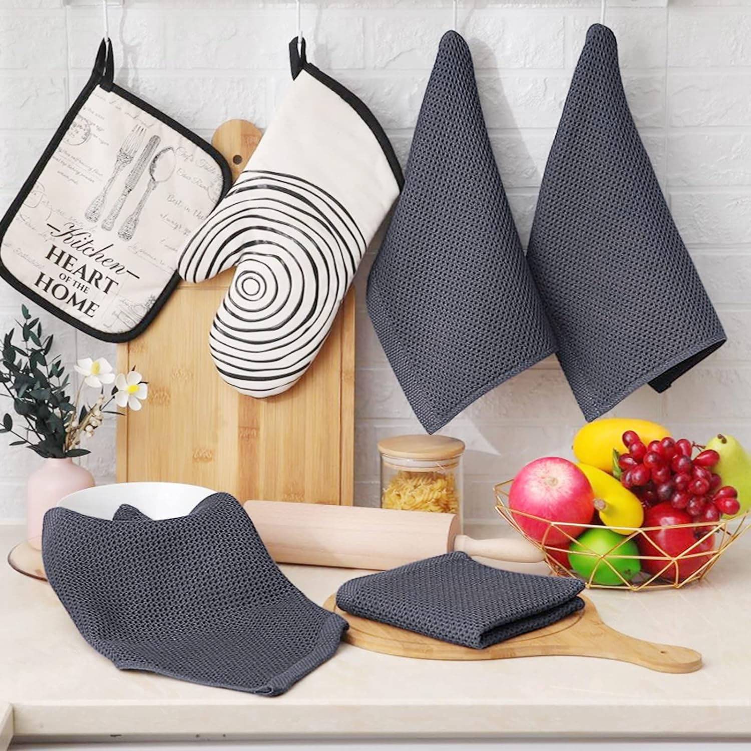 100% Cotton Waffle Weave Kitchen Dish Cloths 6