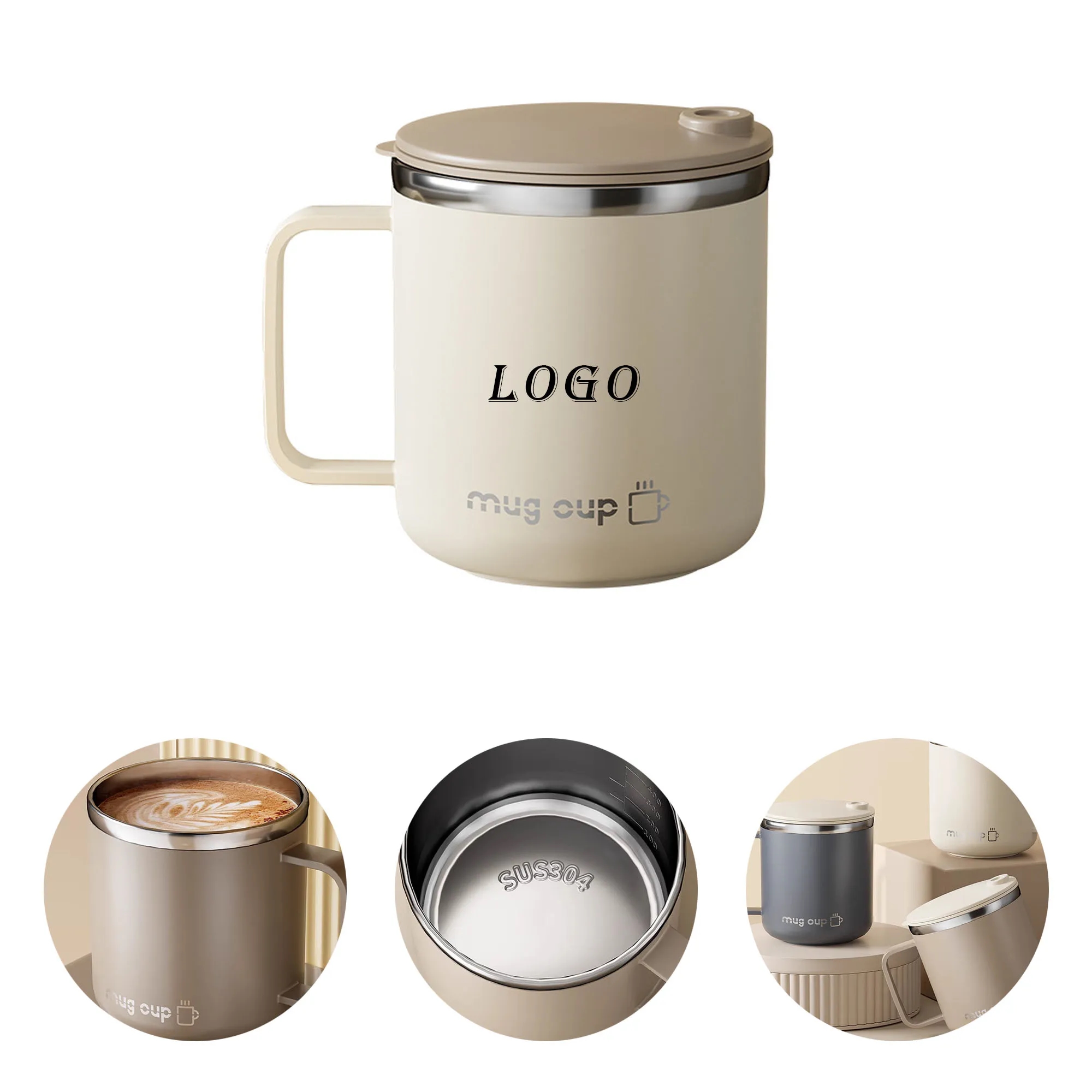 Stainless Steel Water Cup With Logo For Drinking, Coffee