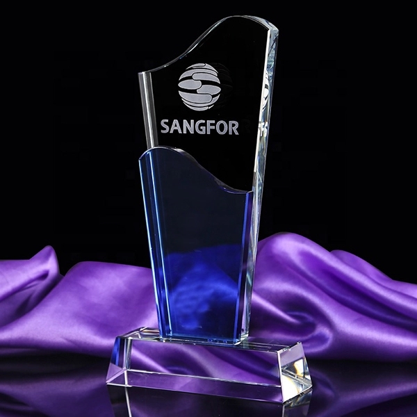 Optical Crystal Wave Blue Award 3