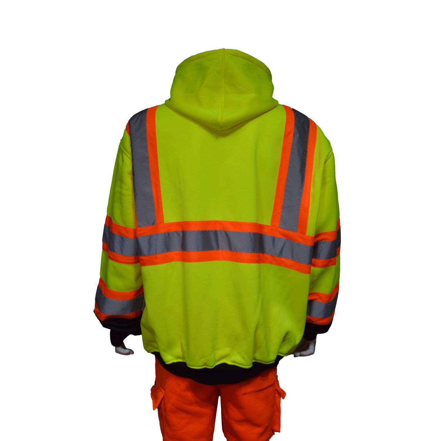 Class 3 Two Tone Reflective Tape Safety Zipper Hoodie with Kangaroo Pocket 5