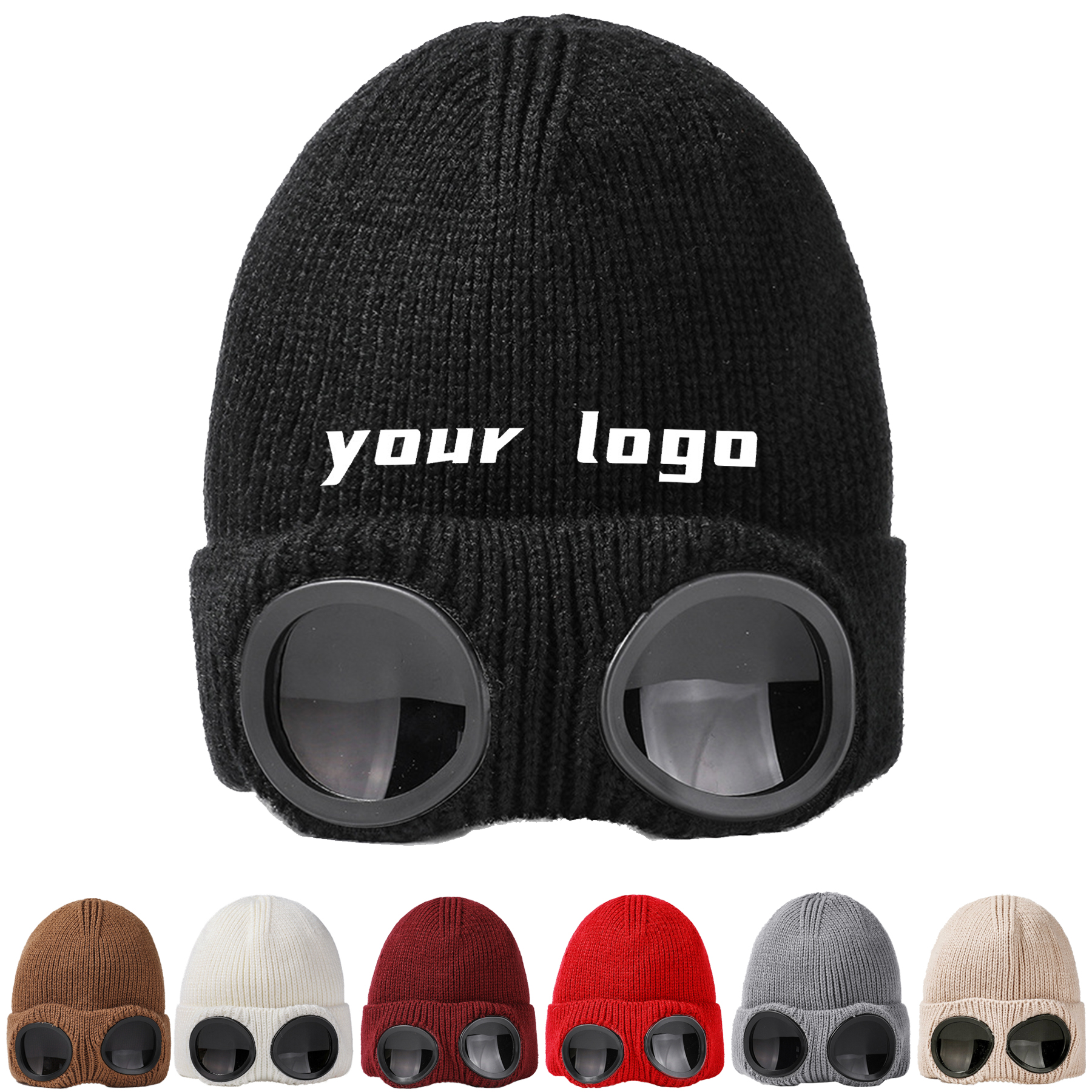 Unisex Goggle Knitted Beanie 2