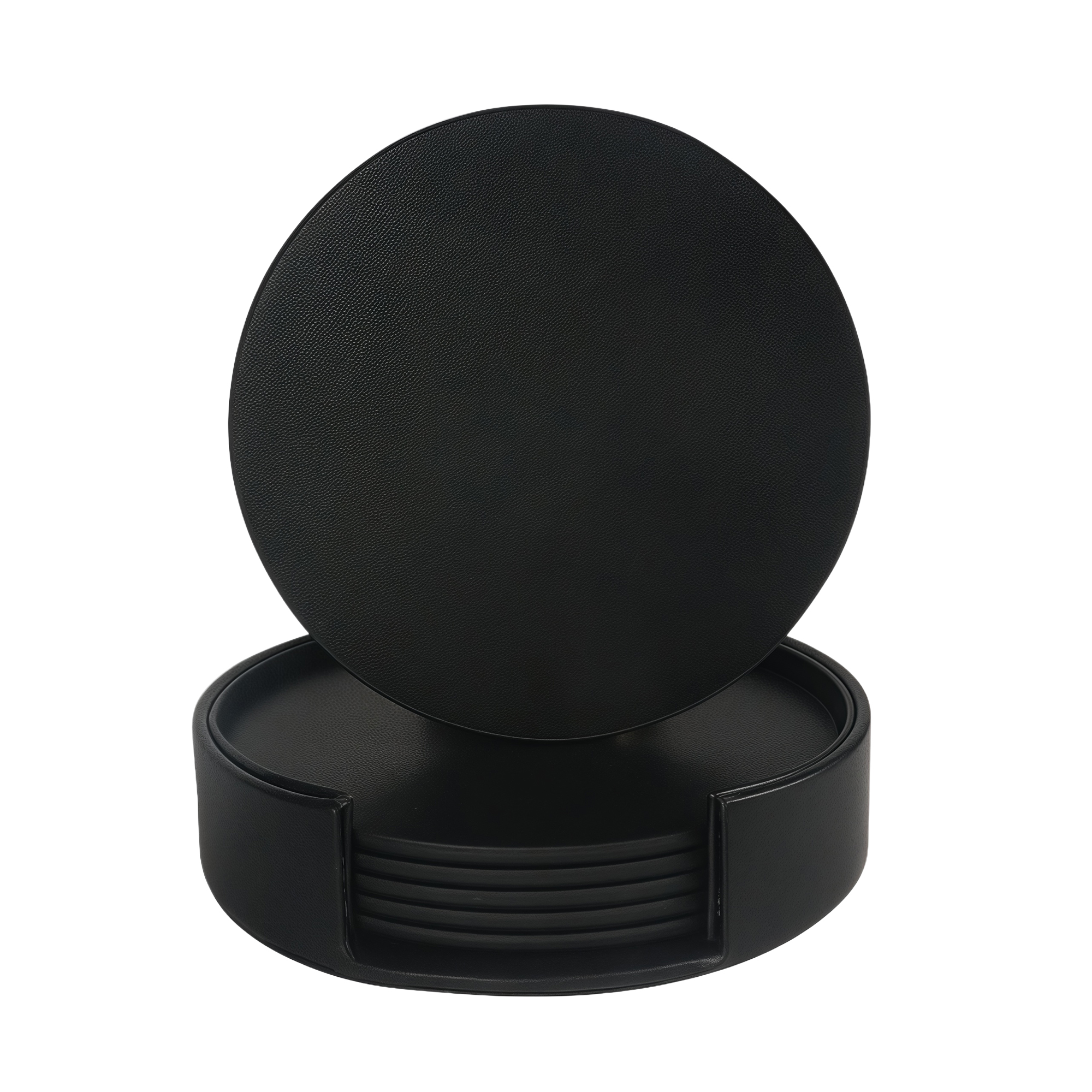 Double-Sided Leather Round Coaster Set 4