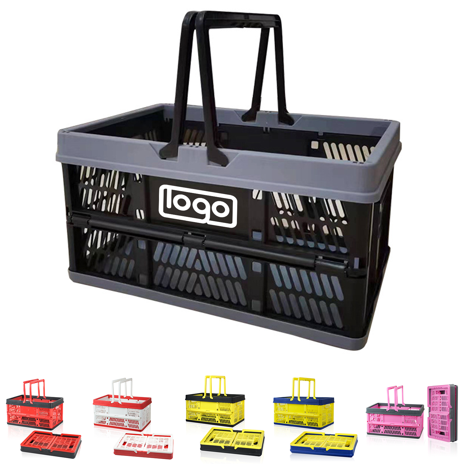 Foldable Plastic Storage Basket w/ Handle 11