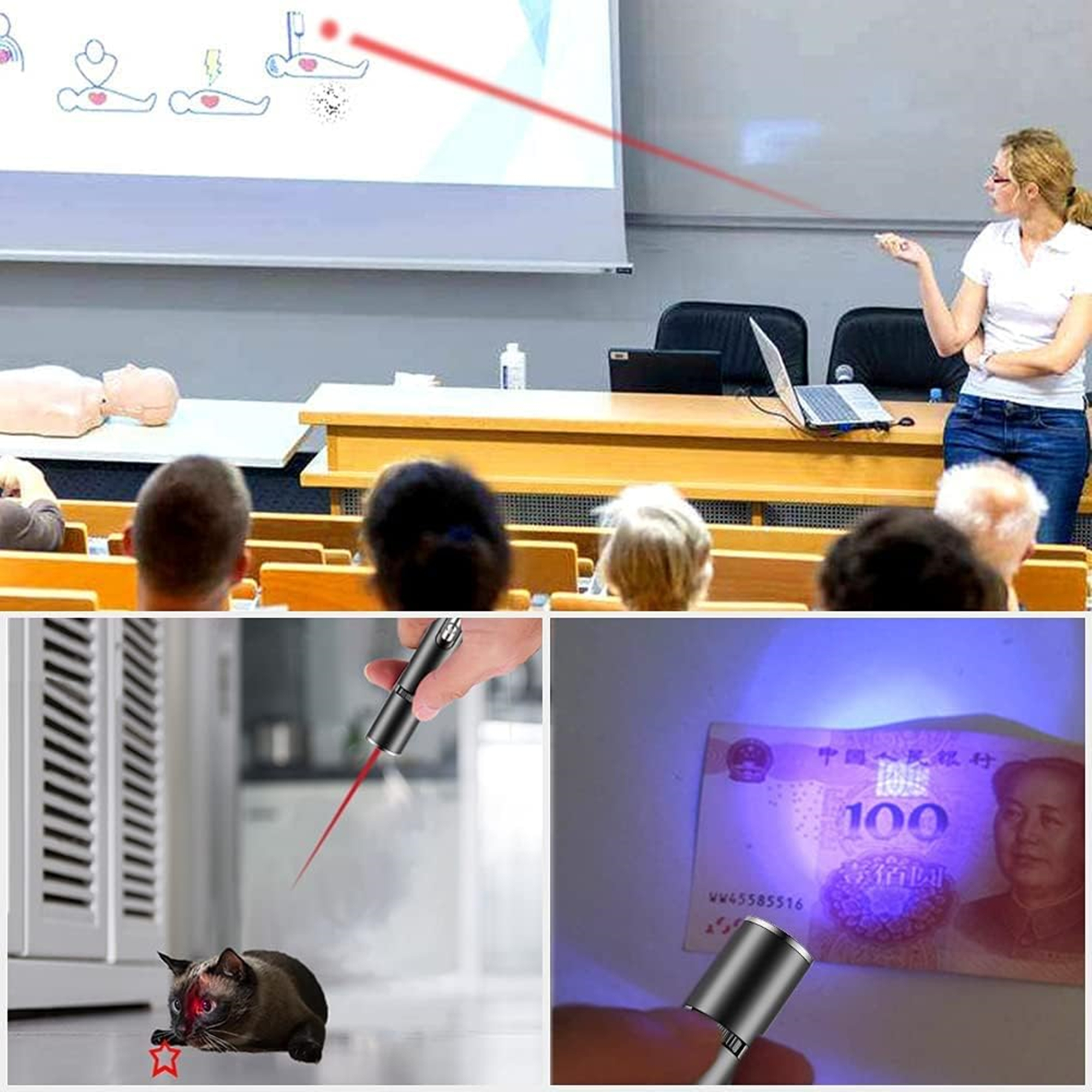 Cat Toys USB Recharge Laser Pointer With UV Purple Light 4