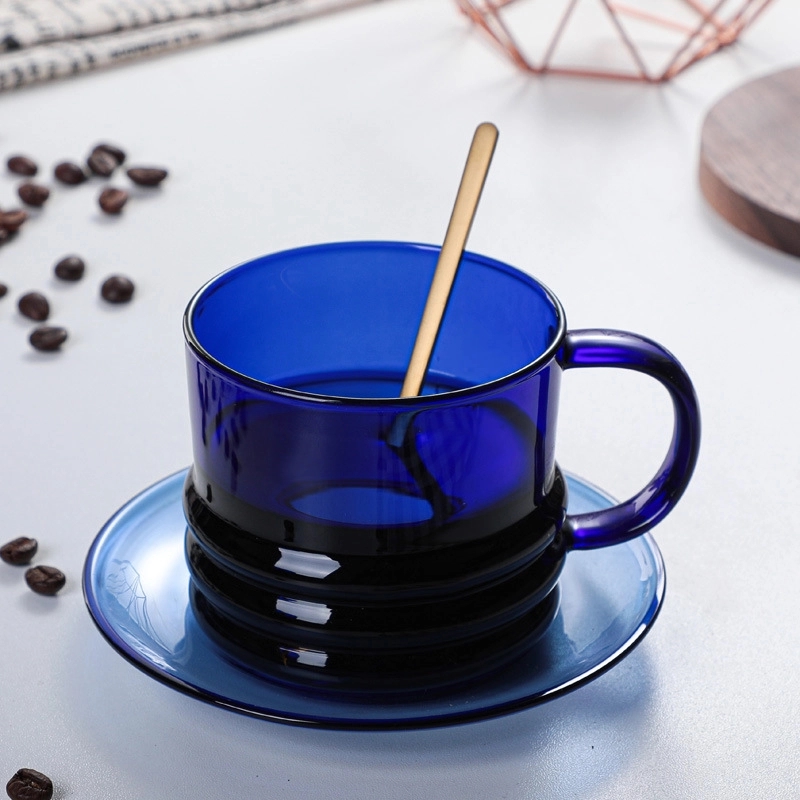 Custom 10 OZ. Glass Tea Cup Coffee Mug with Saucer Set 10