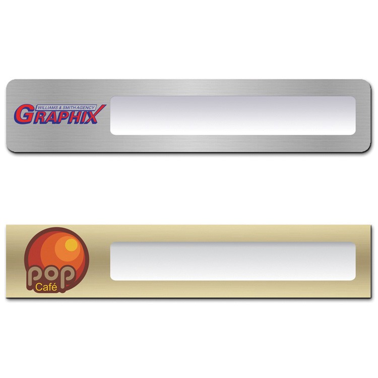 The Orion full color metallic reusable name plate 2"x10" 2