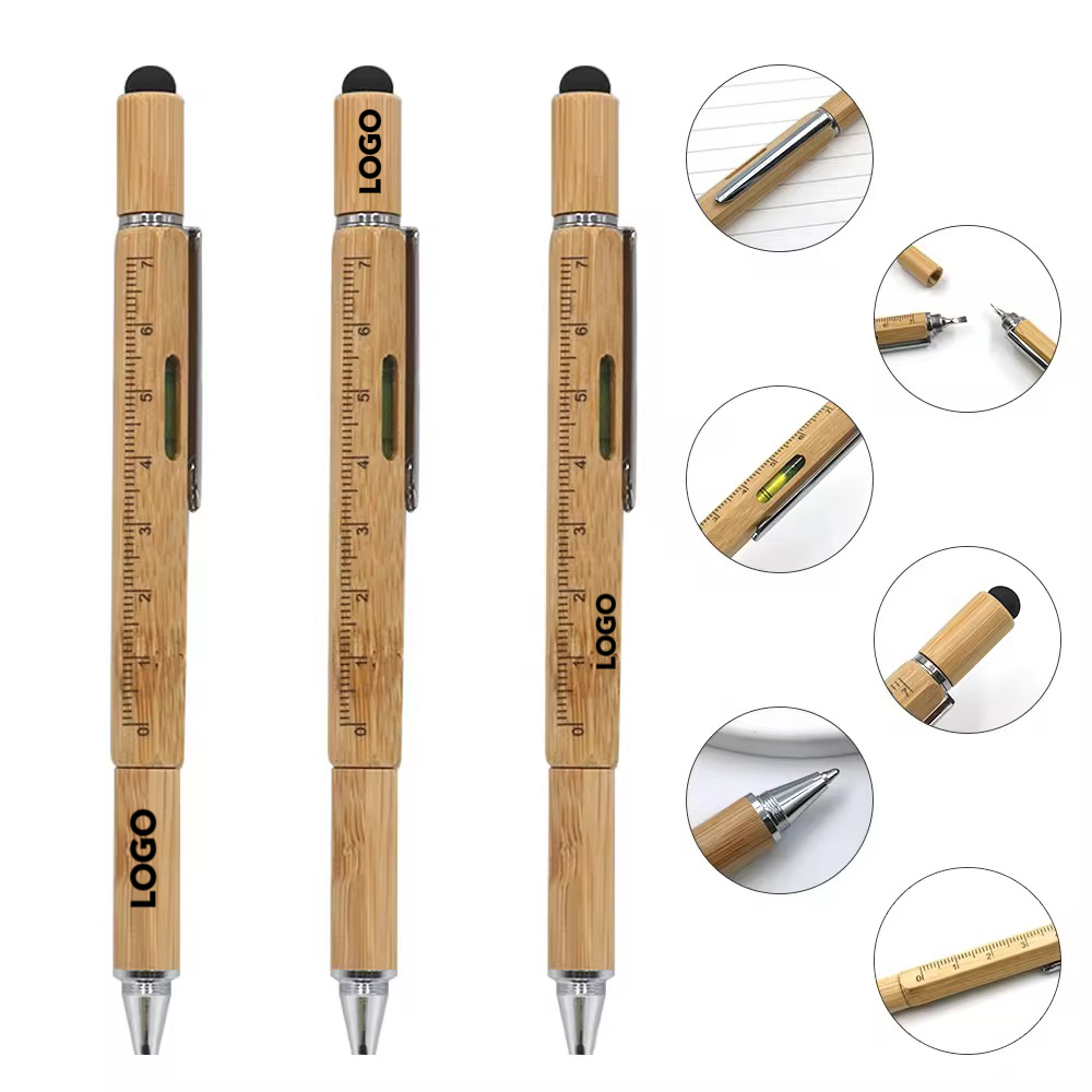 MOQ 10 pcs Bamboo 6 in 1 Tool Pen 3