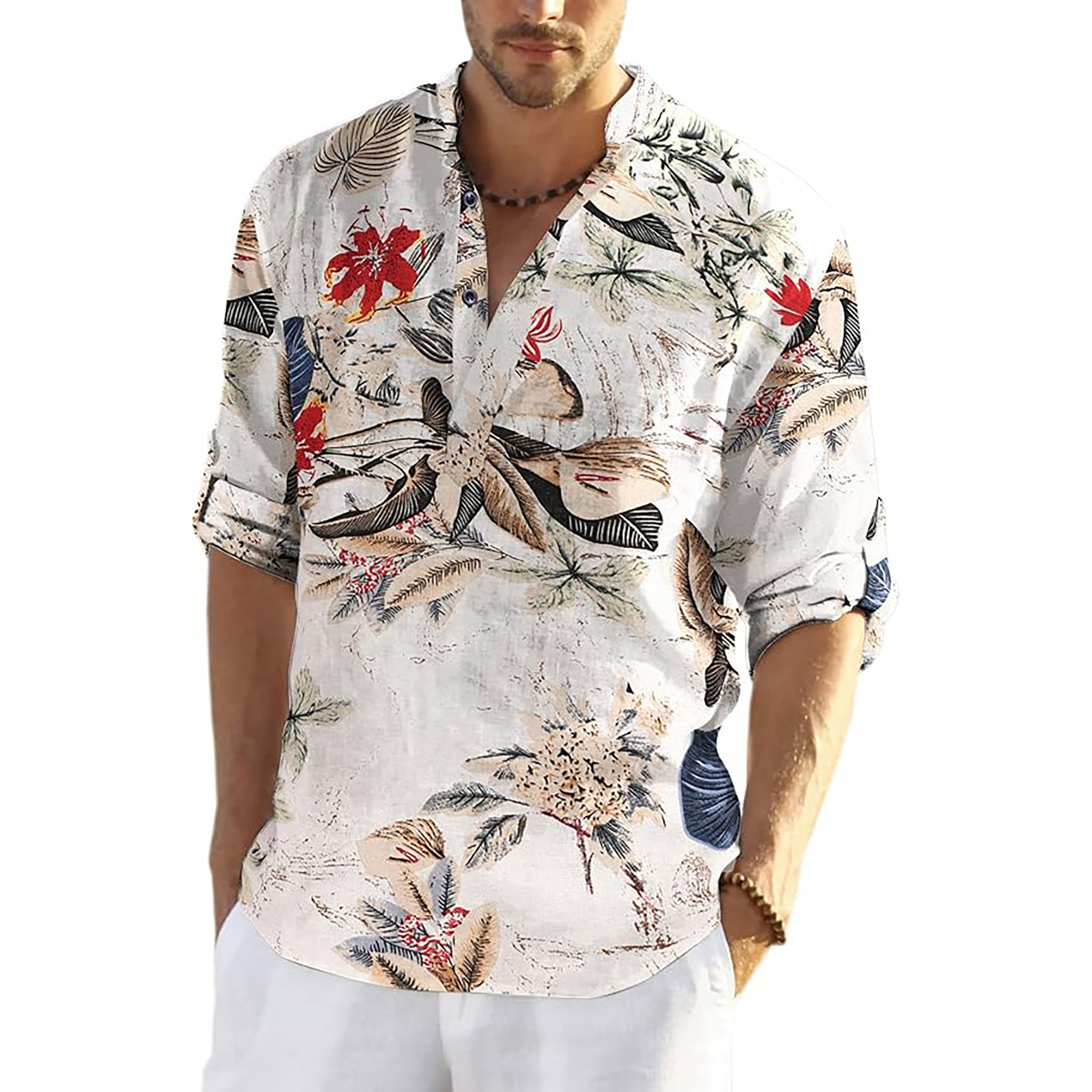 Casual Henley Collar Shirt 15