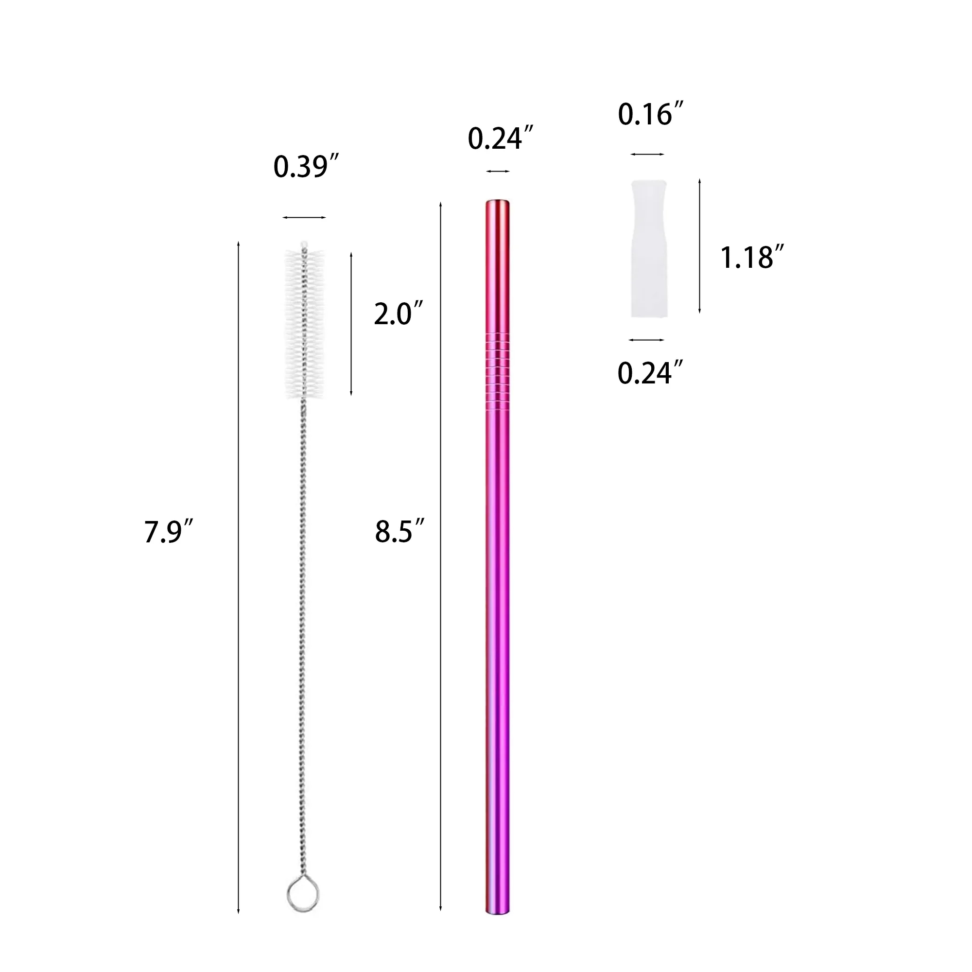 Silicone Anti-Scald Stainless steel straw set MOQ 100 PCS 2