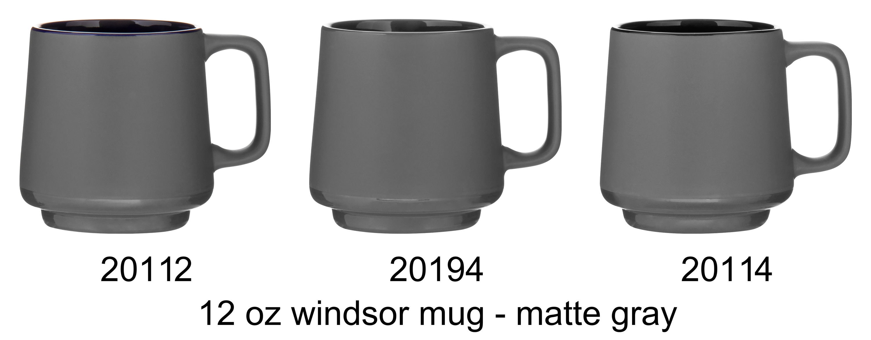 12 oz windsor mug matte gray